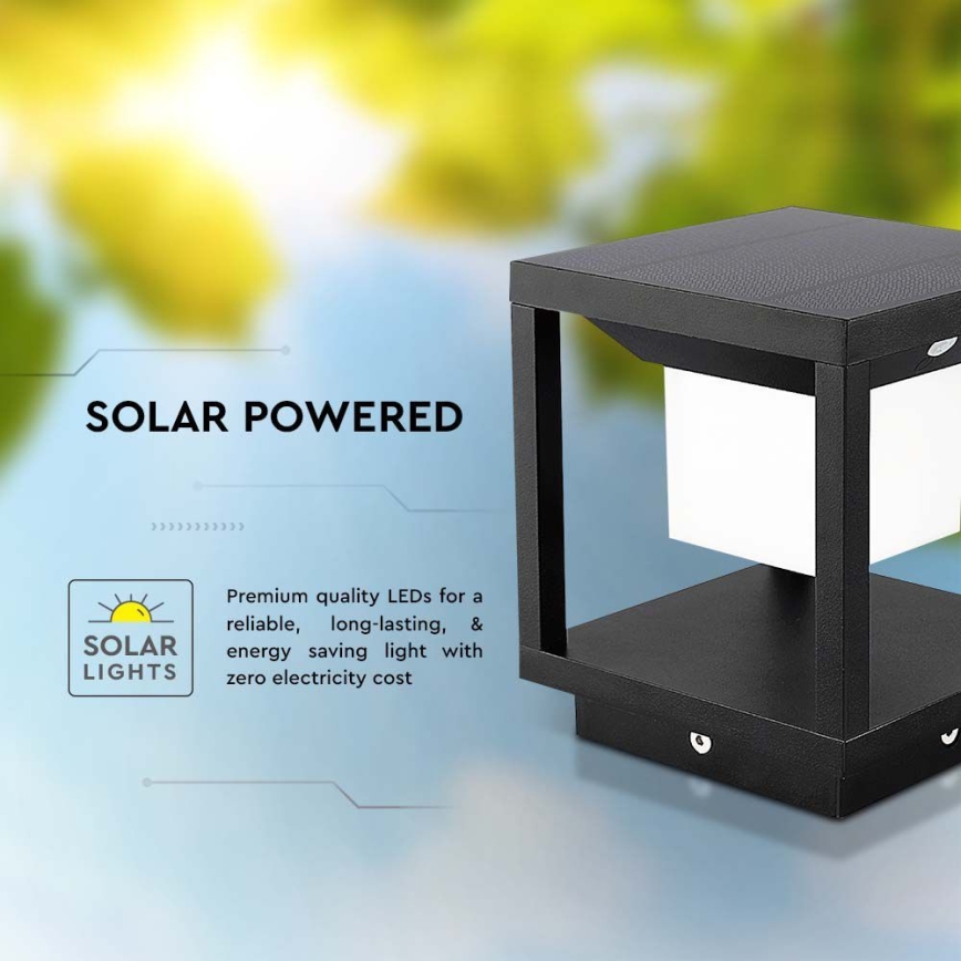 LED Solarna lampa sa senzorom LED/2W/5,5V 3000K IP65 2600 mAh crno