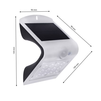 LED Solarna lampa sa senzorom za pokret i dan/noć LED/1,5W/1200 mAh 3,7V IP65