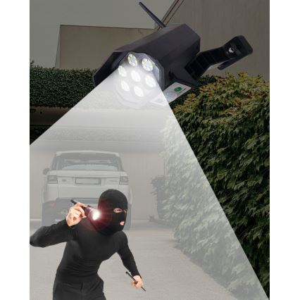 LED Solarna lažna sigurnosna kamera sa senzorom LED/3,7V IP44 crno + Daljinski upravljač