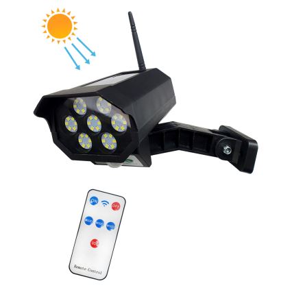 LED Solarna lažna sigurnosna kamera sa senzorom LED/3,7V IP44 crno + Daljinski upravljač