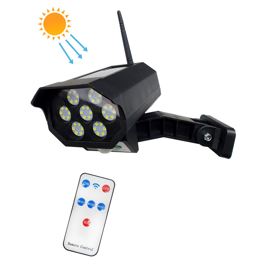 LED Solarna lažna sigurnosna kamera sa senzorom LED/3,7V IP44 crno + Daljinski upravljač
