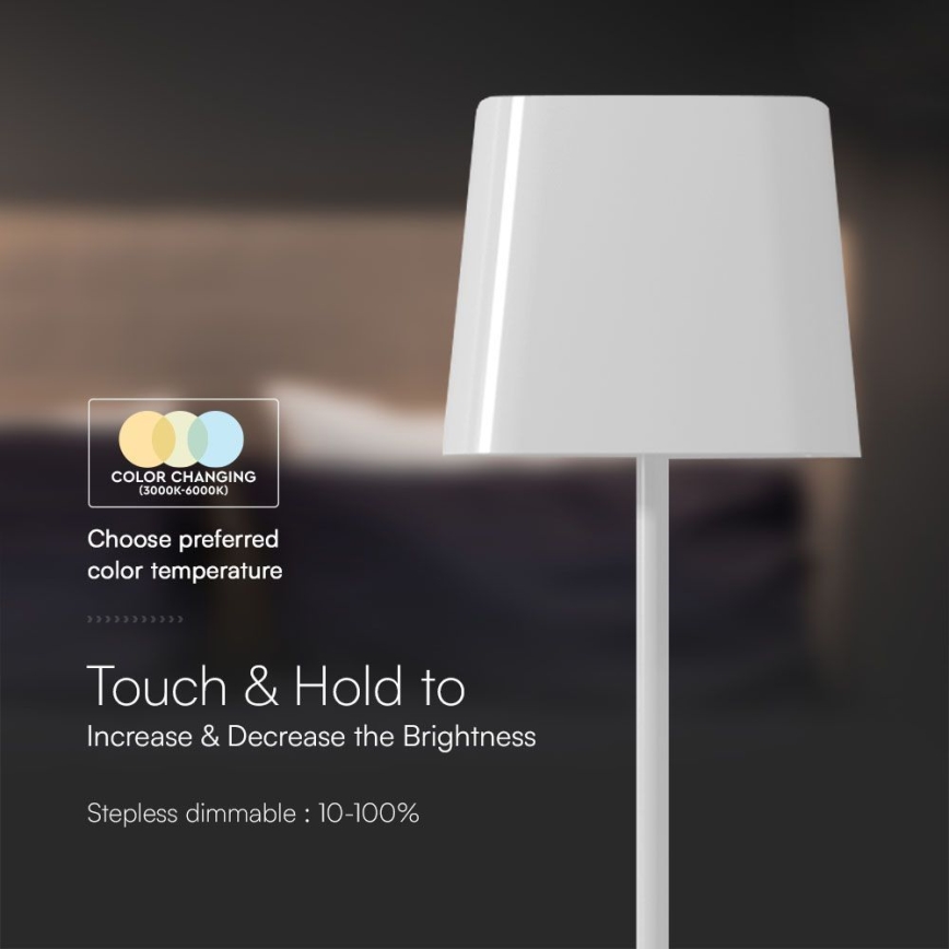 LED solarna prigušivi magnetna punjiva stona lampa na dodir LED/5W/5V 3000-6000K 3600 mAh IP65 bela