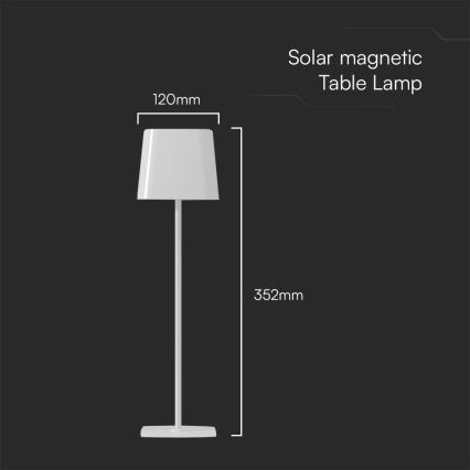 LED solarna prigušivi magnetna punjiva stona lampa na dodir LED/5W/5V 3000-6000K 3600 mAh IP65 bela