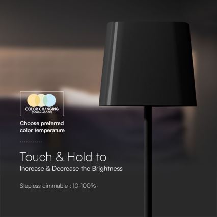 LED solarna prigušivi magnetna punjiva stona lampa na dodir LED/5W/5V 3000-6000K 3600 mAh IP65 crno