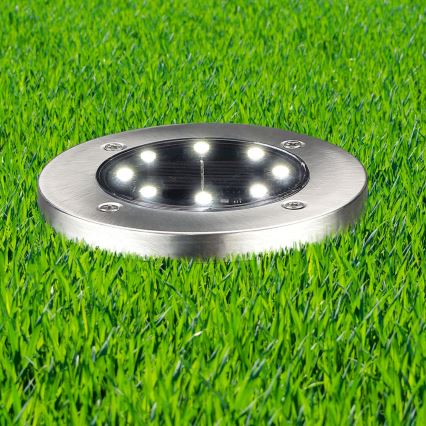 LED Solarna rasveta za kućni prilaz SOLLY LED/1,2V 6500K pr. 11,5 cm 300 mAh IP44 mat krom