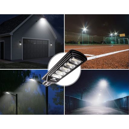 LED prigušiva solarna ulična lampa sa senzorom LED/300W/6V 16500 mAh 6500K IP65 crna + daljinski upravljač