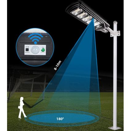 LED prigušiva solarna ulična lampa sa senzorom LED/300W/6V 16500 mAh 6500K IP65 crna + daljinski upravljač