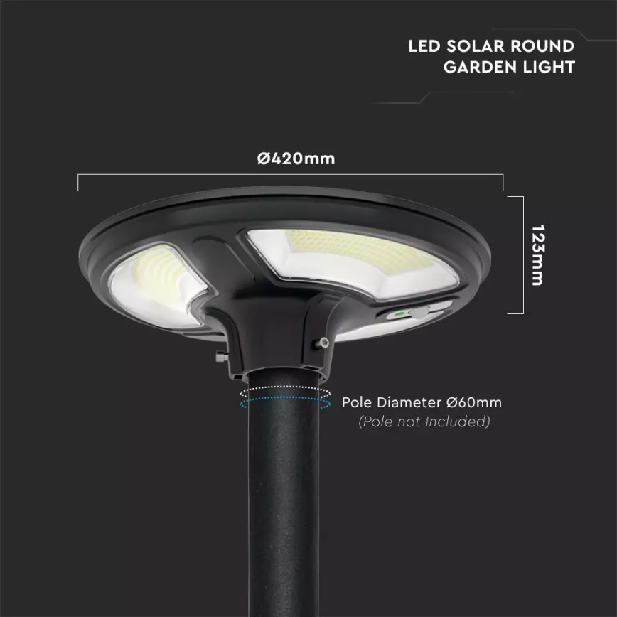 LED solarna ulična lampa sa senzorom LED/7,5W/3,2V IP65 4000K 15000 mAh + daljinski upravljač