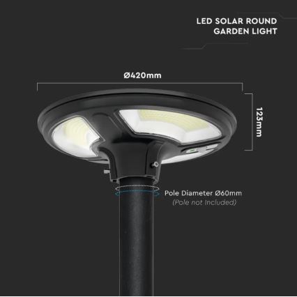 LED Solarna ulična svetiljka sa senzorom LED/10W/3,2V 6500K IP65+ Daljinski upravljač
