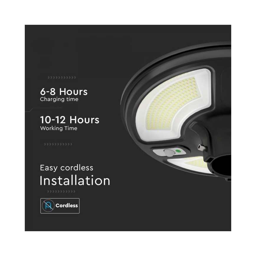 LED Solarna ulična svetiljka sa senzorom LED/10W/3,2V IP65 4000K + Daljinski upravljač