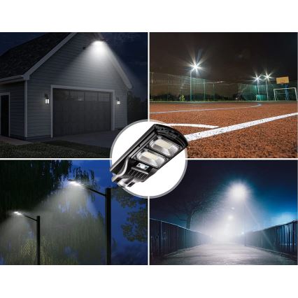 LED Prigušiva solarna ulična lampa sa senzorom LED/120W/6V 6500K IP65 crno + Daljinski upravljač