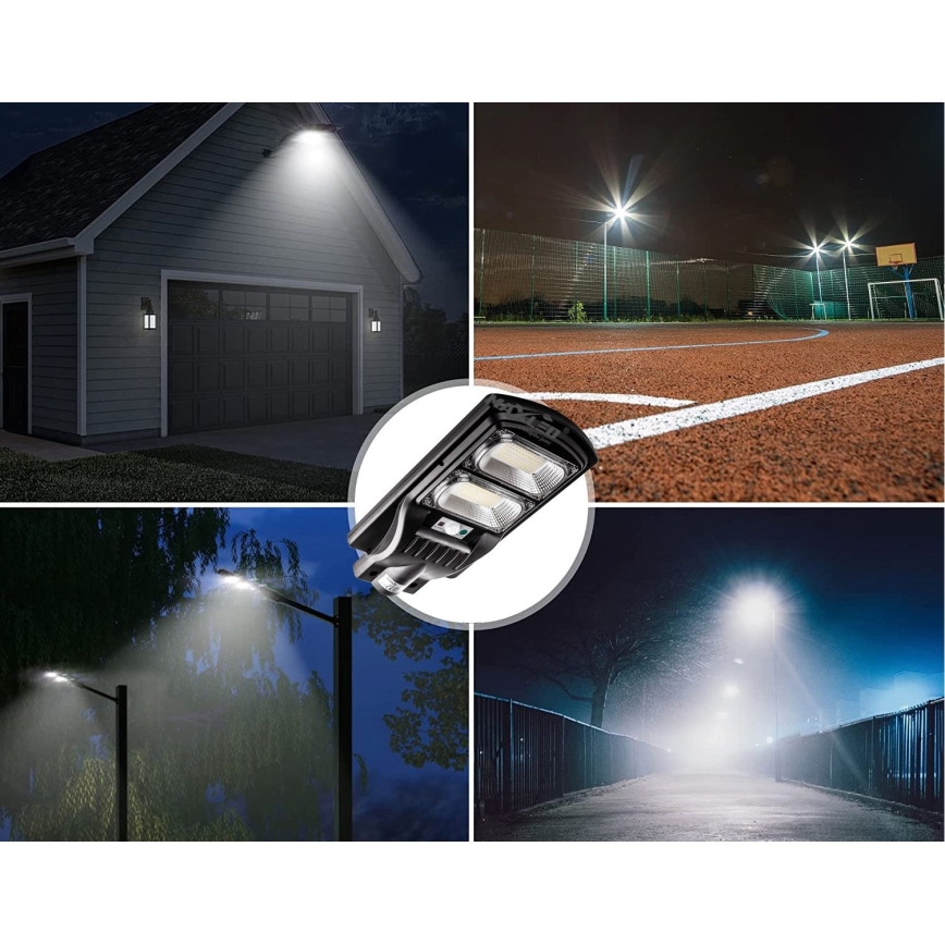 LED Prigušiva solarna ulična lampa sa senzorom LED/120W/6V 6500K IP65 crno + Daljinski upravljač