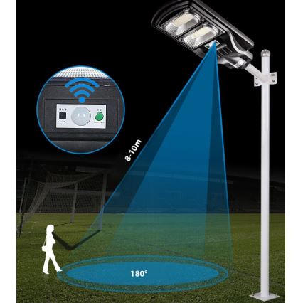 LED Prigušiva solarna ulična lampa sa senzorom LED/120W/6V 6500K IP65 crno + Daljinski upravljač