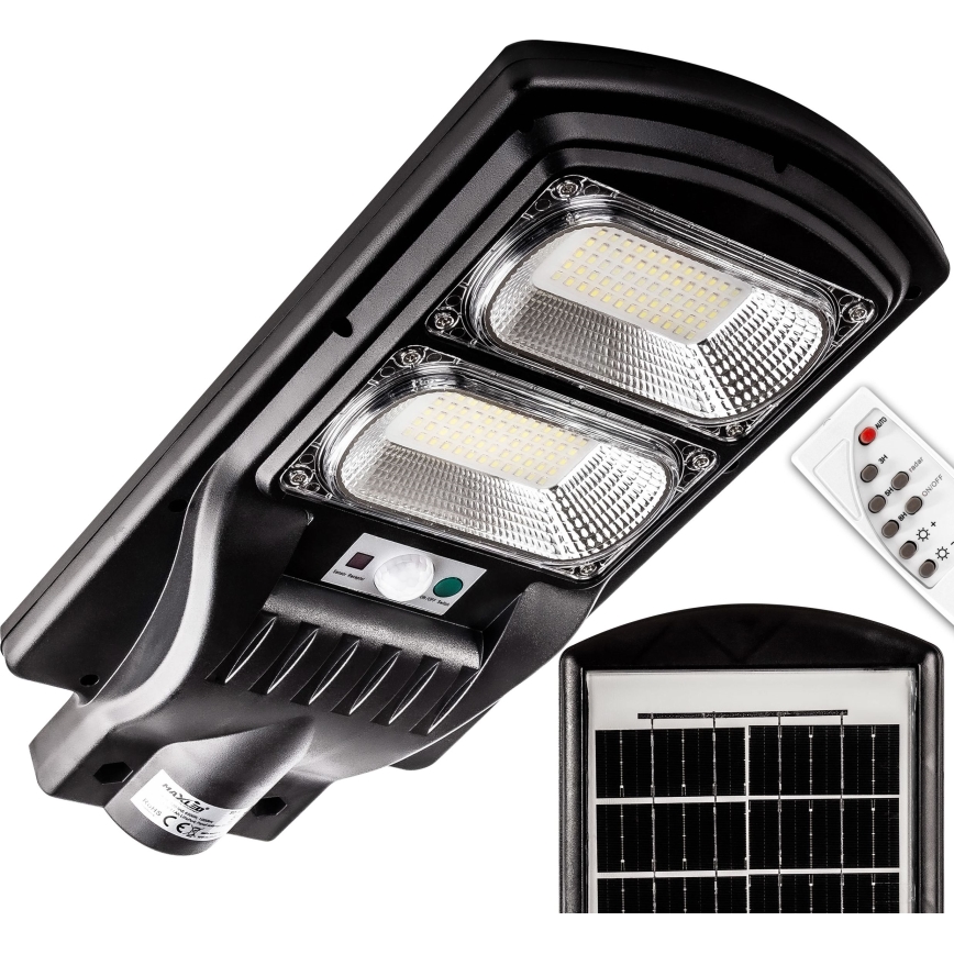 LED Prigušiva solarna ulična lampa sa senzorom LED/120W/6V 6500K IP65 crno + Daljinski upravljač