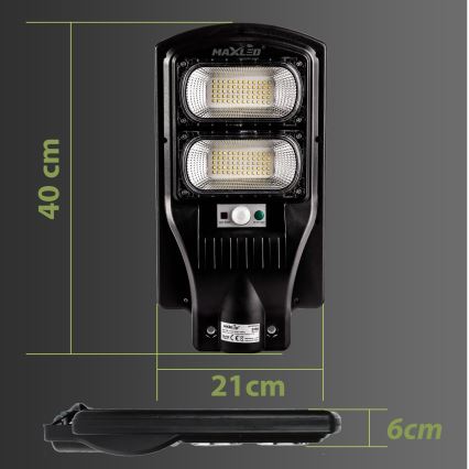 LED Prigušiva solarna ulična lampa sa senzorom LED/120W/6V 6500K IP65 crno + Daljinski upravljač