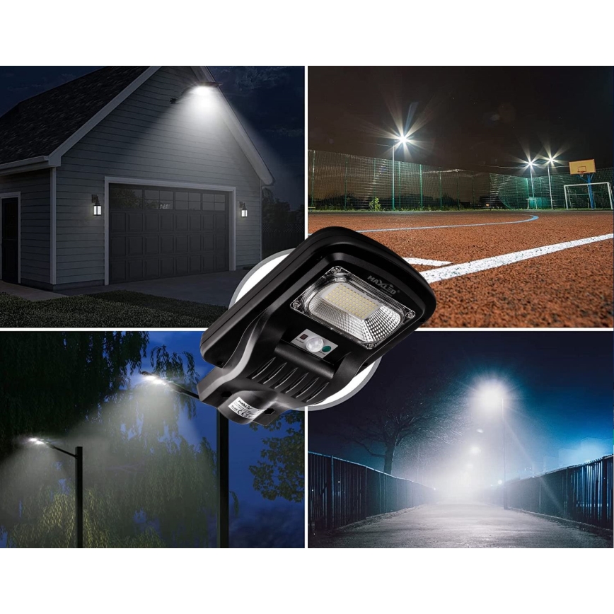LED Prigušiva solarna ulična lampa sa senzorom LED/150W/6V 6500K IP65 crno + Daljinski upravljač