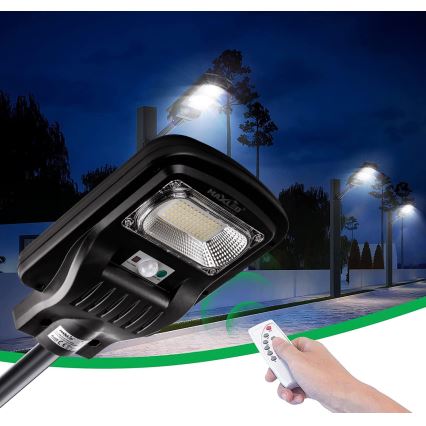LED Prigušiva solarna ulična lampa sa senzorom LED/150W/6V 6500K IP65 crno + Daljinski upravljač