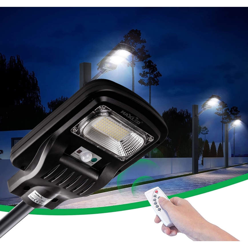 LED Prigušiva solarna ulična lampa sa senzorom LED/150W/6V 6500K IP65 crno + Daljinski upravljač