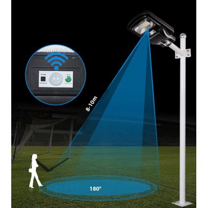 LED Prigušiva solarna ulična lampa sa senzorom LED/150W/6V 6500K IP65 crno + Daljinski upravljač