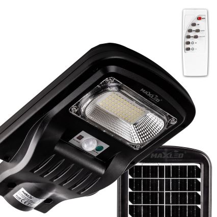 LED Prigušiva solarna ulična lampa sa senzorom LED/150W/6V 6500K IP65 crno + Daljinski upravljač