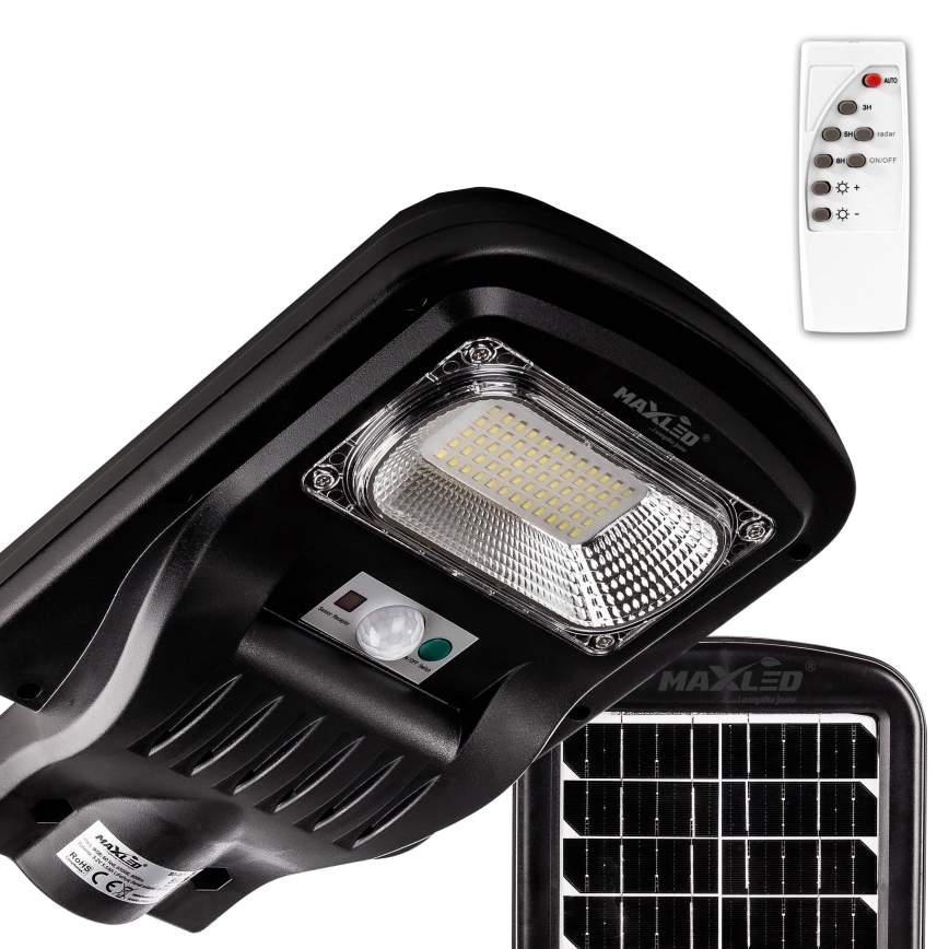 LED Prigušiva solarna ulična lampa sa senzorom LED/150W/6V 6500K IP65 crno + Daljinski upravljač