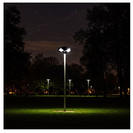 LED Prigušiva solarna ulična lampa sa senzorom LED/15W/6V 11000 mAh 6500K IP65 crno + Daljinski upravljač