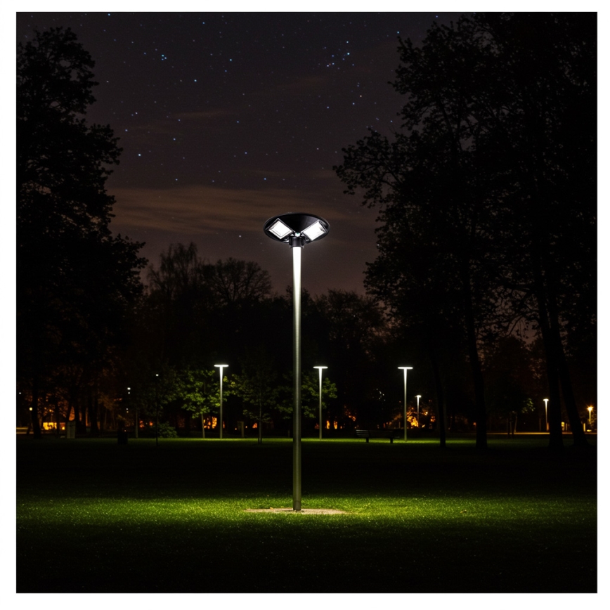 LED Prigušiva solarna ulična lampa sa senzorom LED/15W/6V 11000 mAh 6500K IP65 crno + Daljinski upravljač