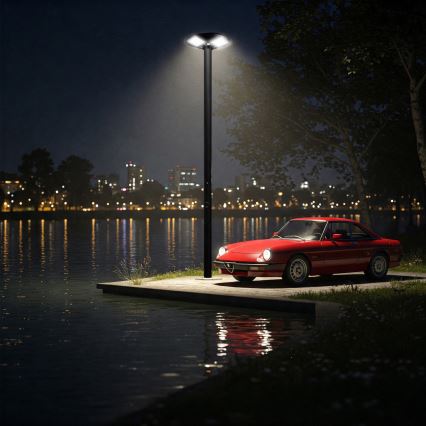 LED Prigušiva solarna ulična lampa sa senzorom LED/15W/6V 11000 mAh 6500K IP65 crno + Daljinski upravljač