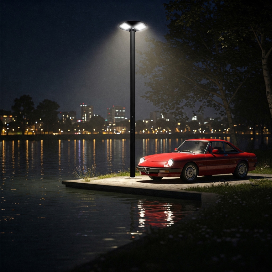 LED Prigušiva solarna ulična lampa sa senzorom LED/15W/6V 11000 mAh 6500K IP65 crno + Daljinski upravljač