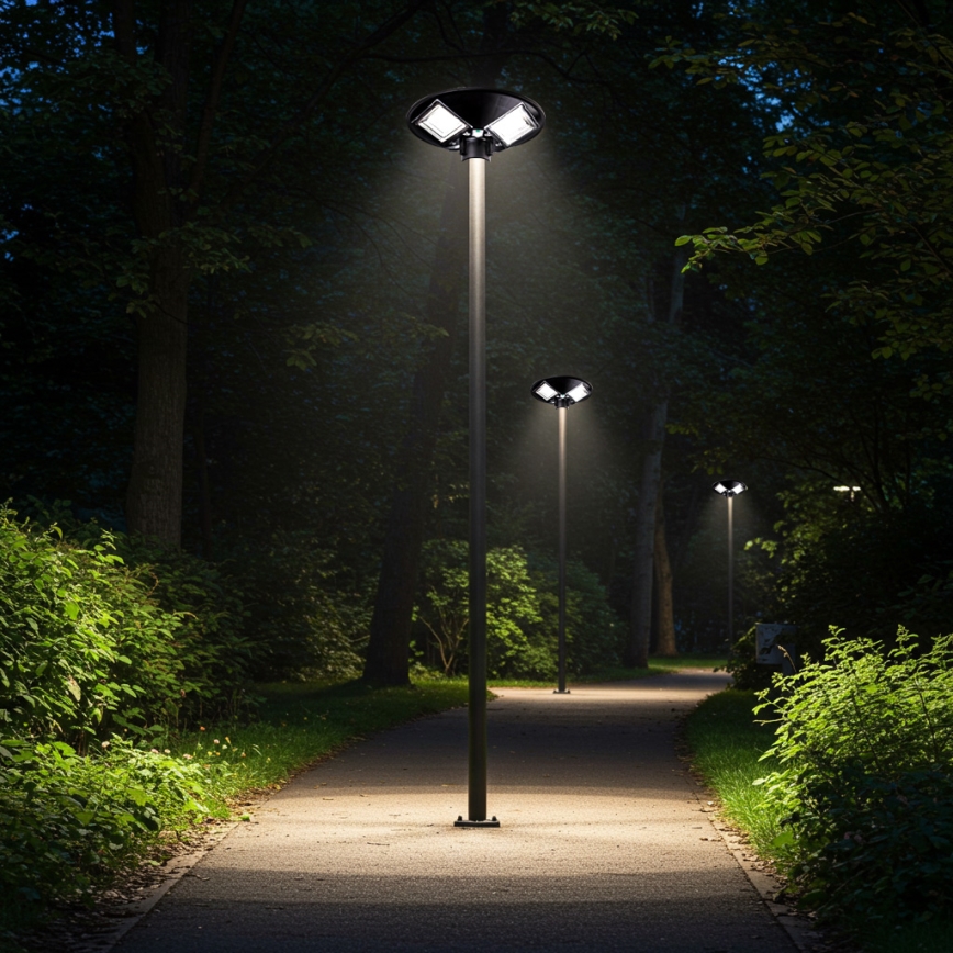 LED Prigušiva solarna ulična lampa sa senzorom LED/15W/6V 11000 mAh 6500K IP65 crno + Daljinski upravljač