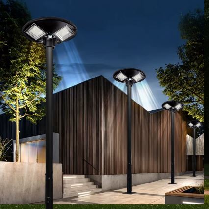 LED Prigušiva solarna ulična lampa sa senzorom LED/15W/6V 11000 mAh 6500K IP65 crno + Daljinski upravljač