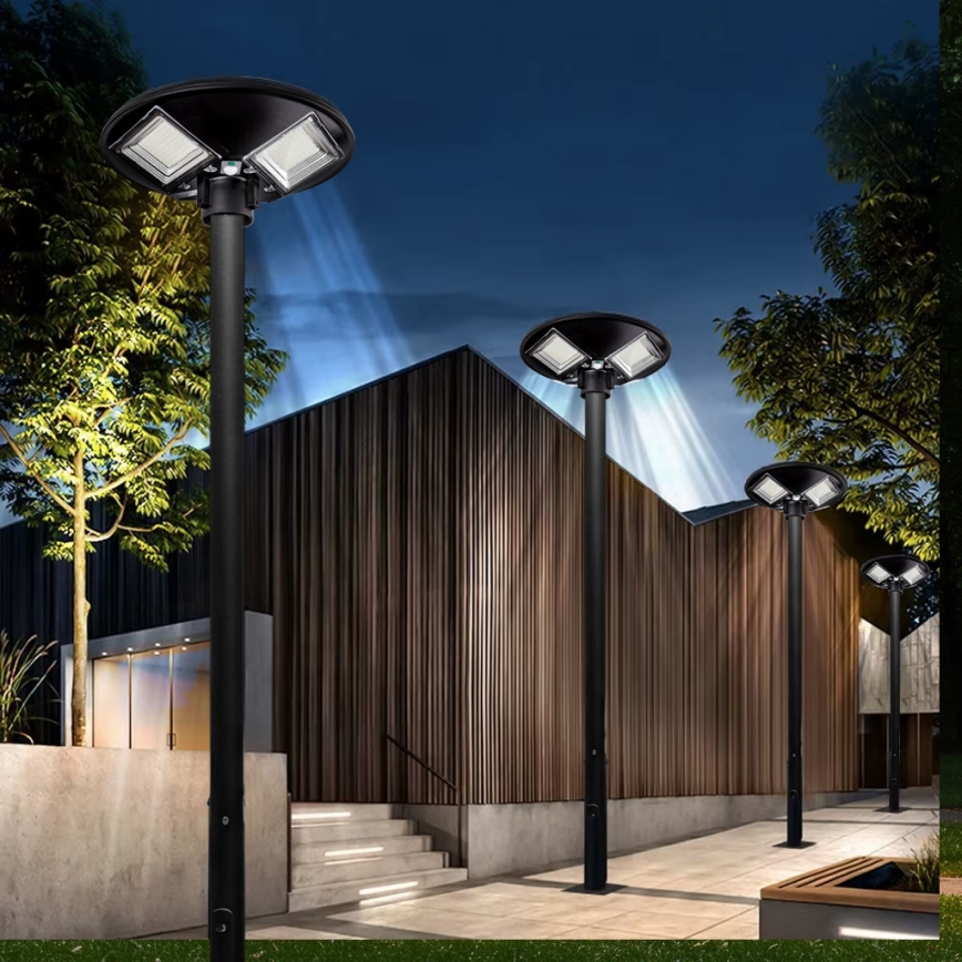LED Prigušiva solarna ulična lampa sa senzorom LED/15W/6V 11000 mAh 6500K IP65 crno + Daljinski upravljač