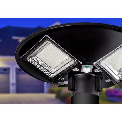 LED Prigušiva solarna ulična lampa sa senzorom LED/15W/6V 11000 mAh 6500K IP65 crno + Daljinski upravljač