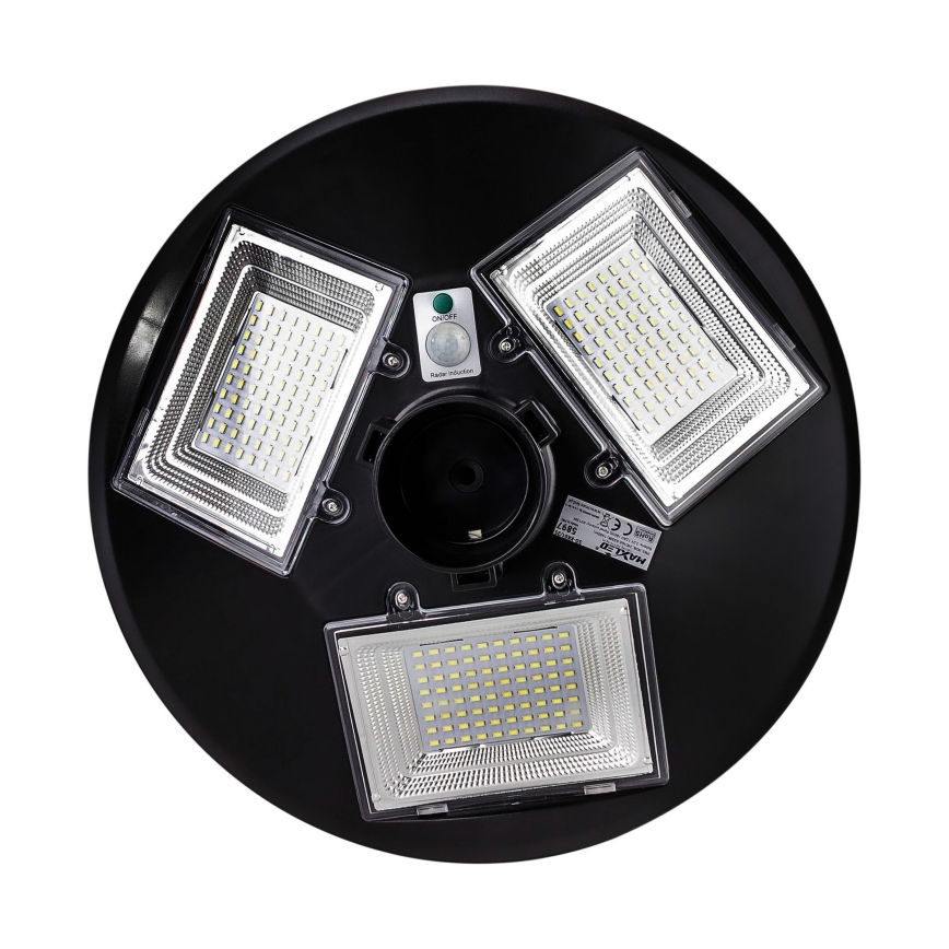 LED Prigušiva solarna ulična lampa sa senzorom LED/15W/6V 11000 mAh 6500K IP65 crno + Daljinski upravljač