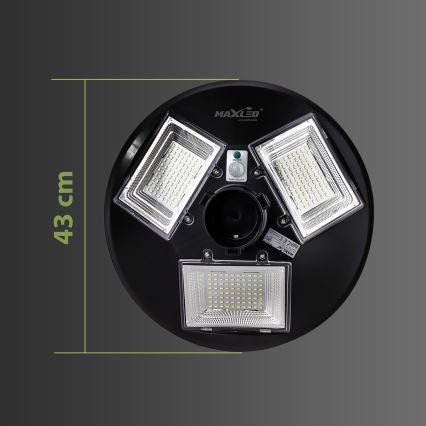LED Prigušiva solarna ulična lampa sa senzorom LED/15W/6V 11000 mAh 6500K IP65 crno + Daljinski upravljač