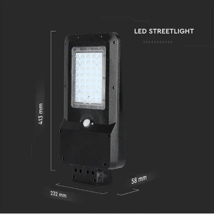 LED Solarna ulična svetiljka sa senzorom LED/15W/7,4V 4000K IP65 10800 mAh