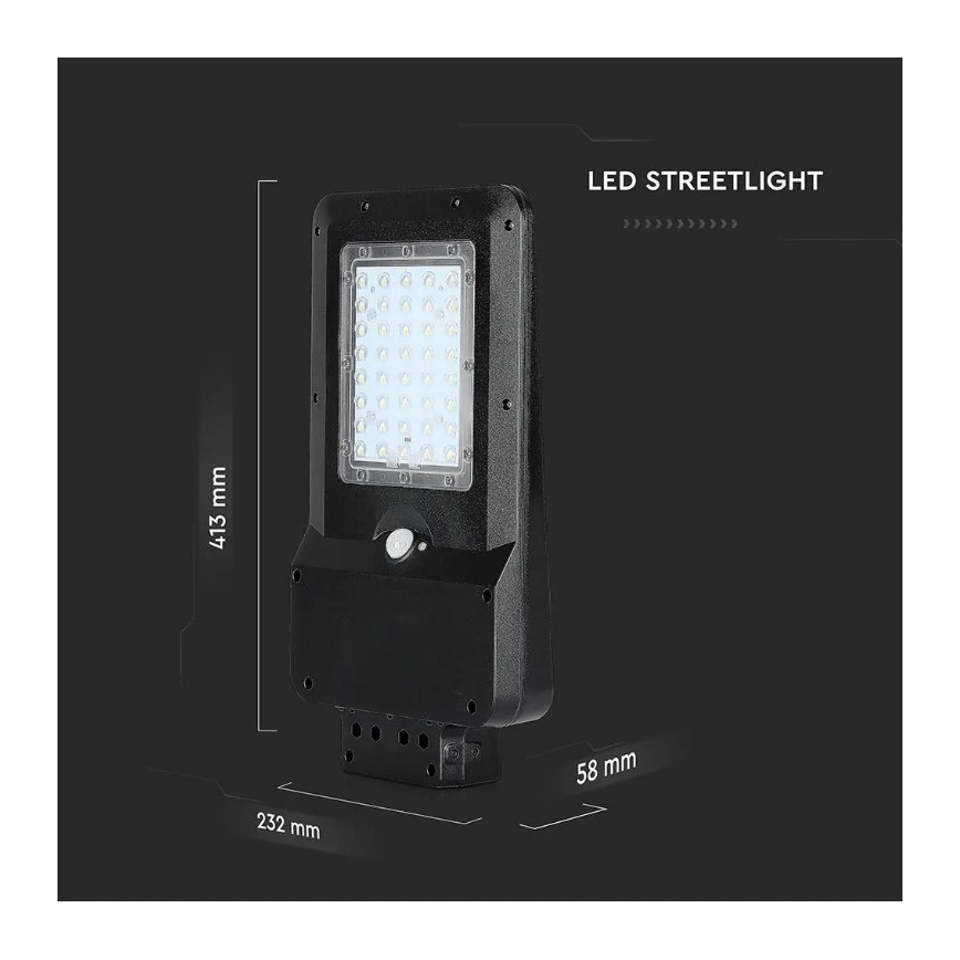 LED Solarna ulična svetiljka sa senzorom LED/15W/7,4V 4000K IP65 10800 mAh