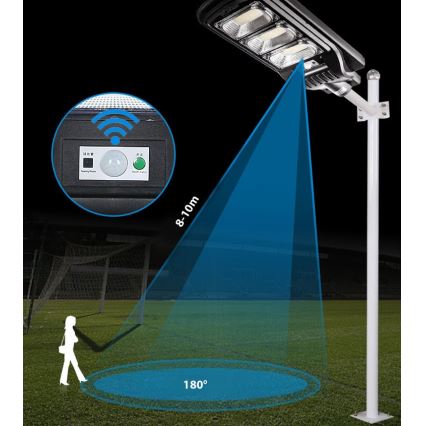 LED Prigušiva solarna ulična lampa sa senzorom LED/180W/6V 6500K IP65 crno + Daljinski upravljač