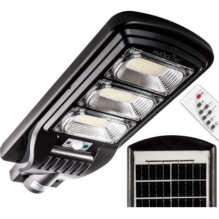 LED Prigušiva solarna ulična lampa sa senzorom LED/180W/6V 6500K IP65 crno + Daljinski upravljač