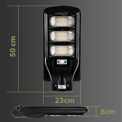 LED Prigušiva solarna ulična lampa sa senzorom LED/180W/6V 6500K IP65 crno + Daljinski upravljač