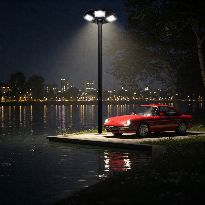 LED Prigušiva solarna ulična lampa sa senzorom LED/22W/6V 18000 mAh 6500K IP65 crno + Daljinski upravljač