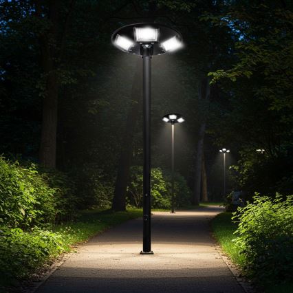 LED Prigušiva solarna ulična lampa sa senzorom LED/22W/6V 18000 mAh 6500K IP65 crno + Daljinski upravljač