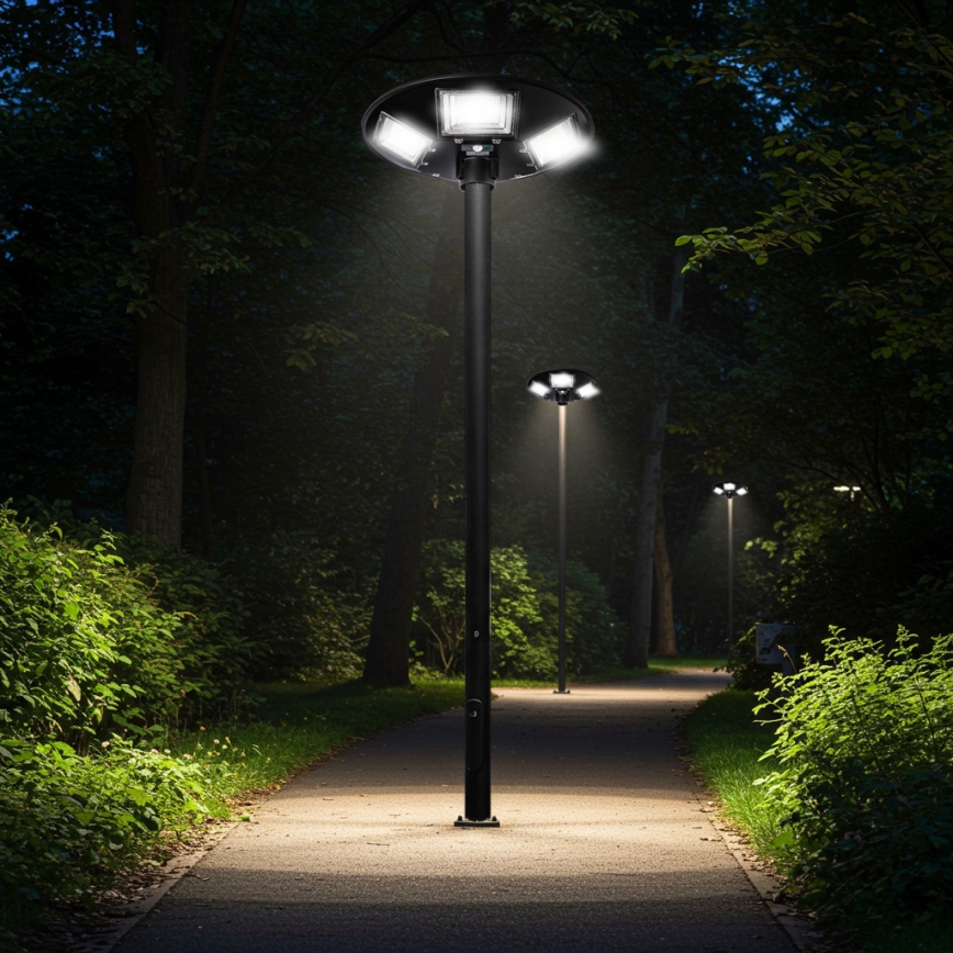 LED Prigušiva solarna ulična lampa sa senzorom LED/22W/6V 18000 mAh 6500K IP65 crno + Daljinski upravljač