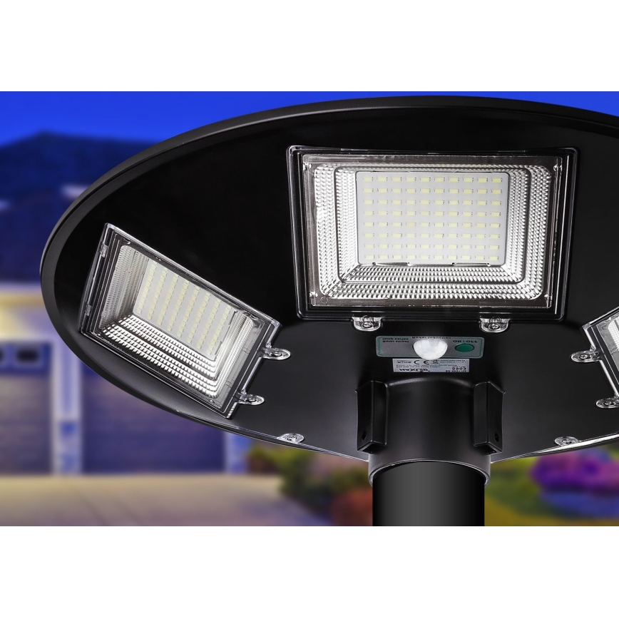 LED Prigušiva solarna ulična lampa sa senzorom LED/22W/6V 18000 mAh 6500K IP65 crno + Daljinski upravljač