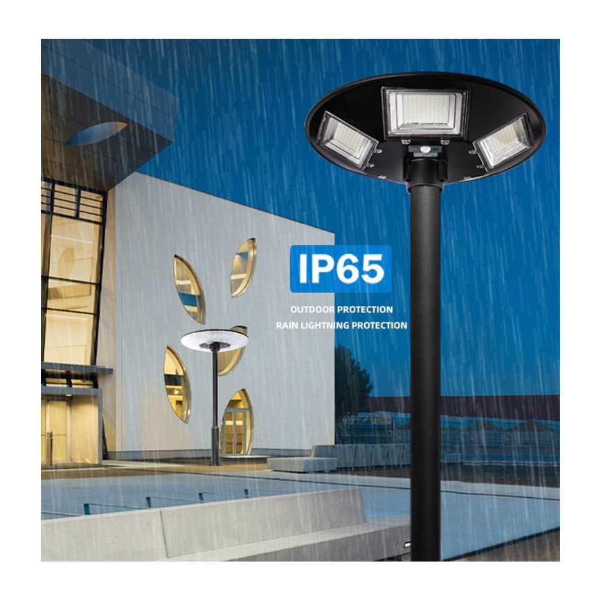 LED Prigušiva solarna ulična lampa sa senzorom LED/22W/6V 18000 mAh 6500K IP65 crno + Daljinski upravljač
