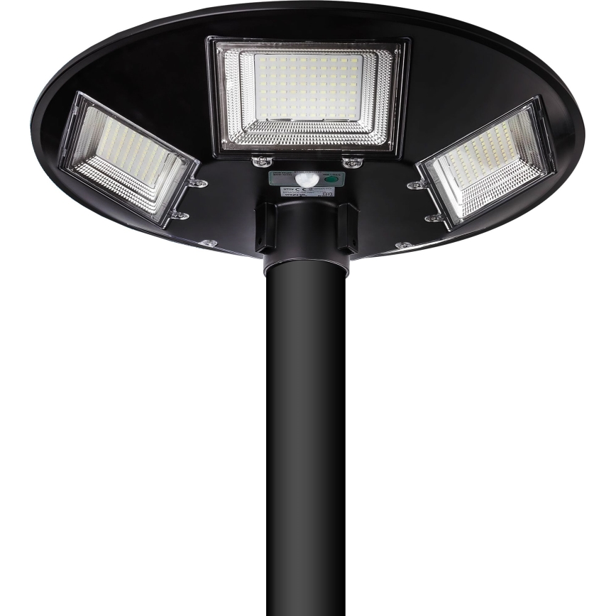 LED Prigušiva solarna ulična lampa sa senzorom LED/22W/6V 18000 mAh 6500K IP65 crno + Daljinski upravljač