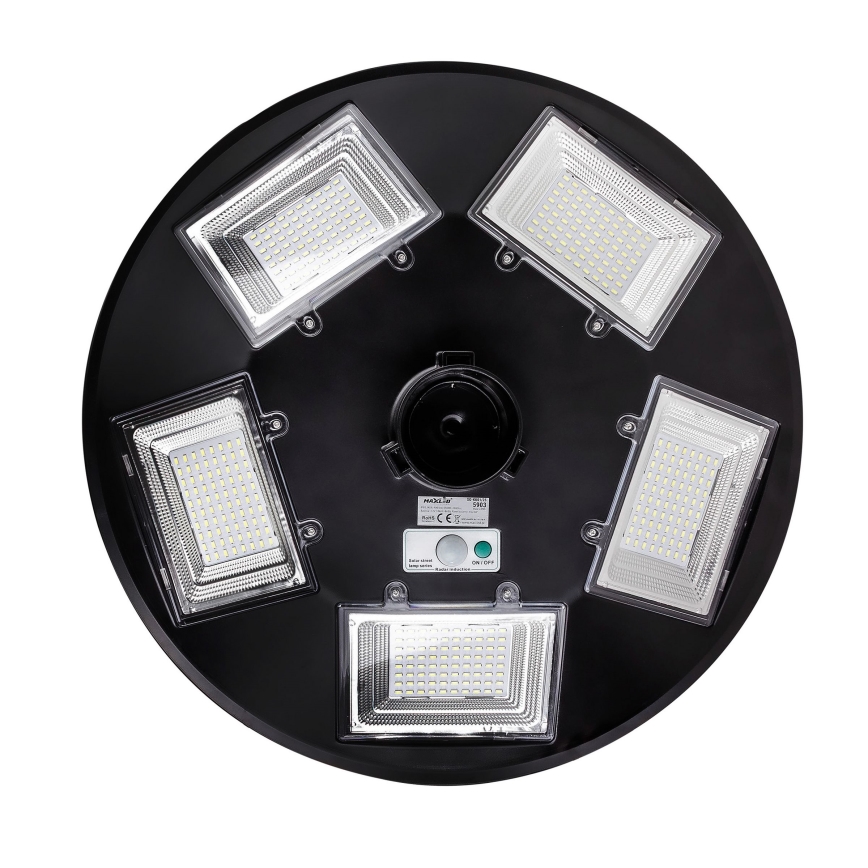 LED Prigušiva solarna ulična lampa sa senzorom LED/22W/6V 18000 mAh 6500K IP65 crno + Daljinski upravljač