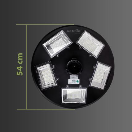 LED Prigušiva solarna ulična lampa sa senzorom LED/22W/6V 18000 mAh 6500K IP65 crno + Daljinski upravljač