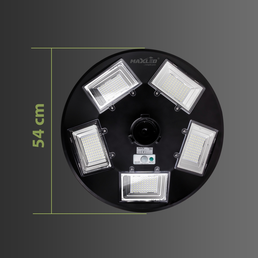 LED Prigušiva solarna ulična lampa sa senzorom LED/22W/6V 18000 mAh 6500K IP65 crno + Daljinski upravljač