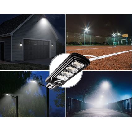 LED Prigušiva solarna ulična lampa sa senzorom LED/240W/6V 6500K IP65 crno + Daljinski upravljač